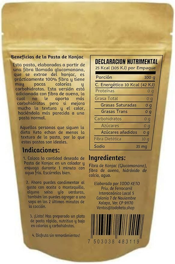 LASAGNA DE KONJAC CON FIBRA KETO SIN GLUTEN