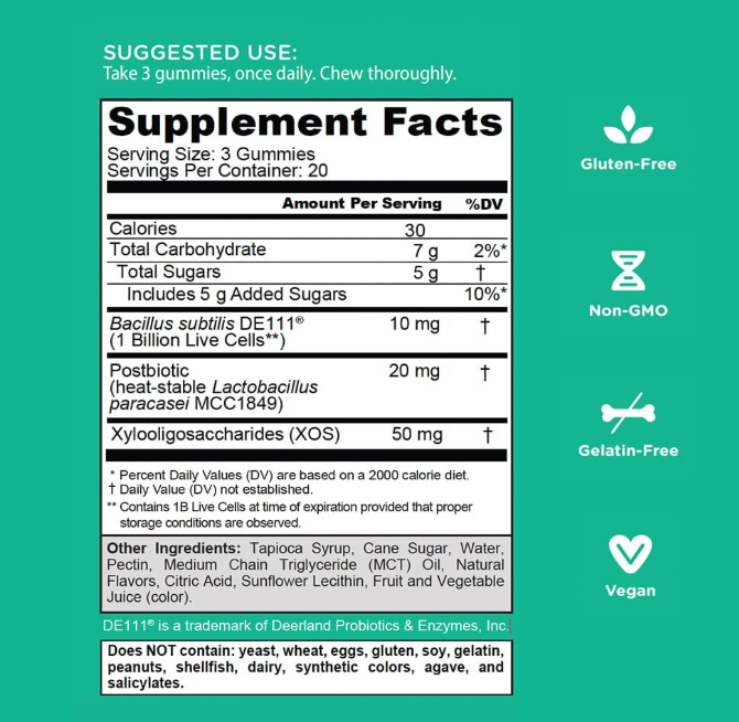 Goli Suplemento nutricional, Pre+Post+Probiotics Gummy - 60 pzas-