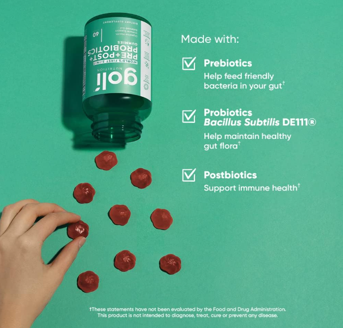 Goli Suplemento nutricional, Pre+Post+Probiotics Gummy - 60 pzas-