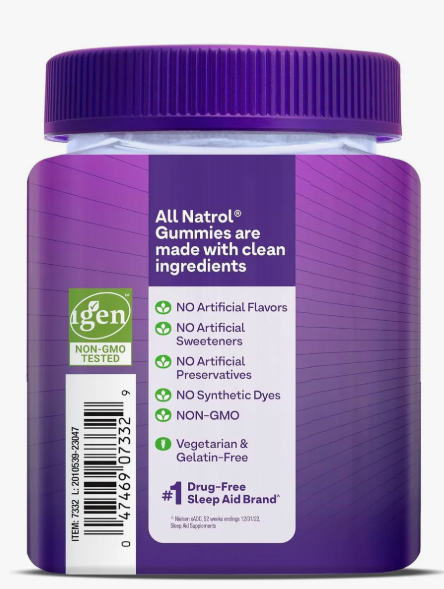 Natrol Melatonina 5 mg – 90 gomitas sabor fresa, sin gluten ni OMG, sin gelatina ni colorantes artificiales, fórmula vegetariana y sin fármacos