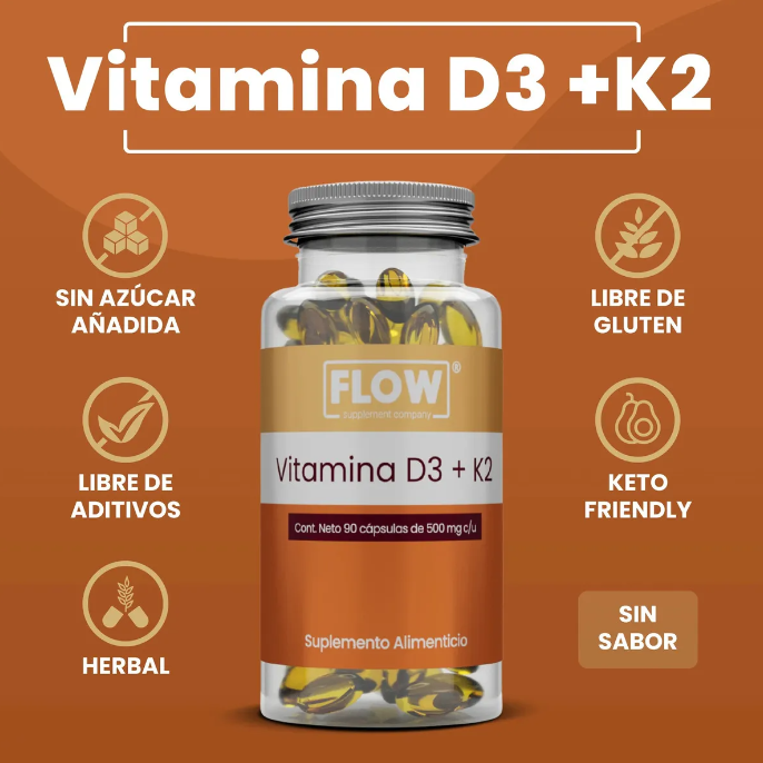 VITAMINA D3 + VITAMINA K2 + ACEITE DE OLIVA + EXTRACTO DE BAYA DE SAUCO / 90 CÁPSULAS DE 500 MG C/U