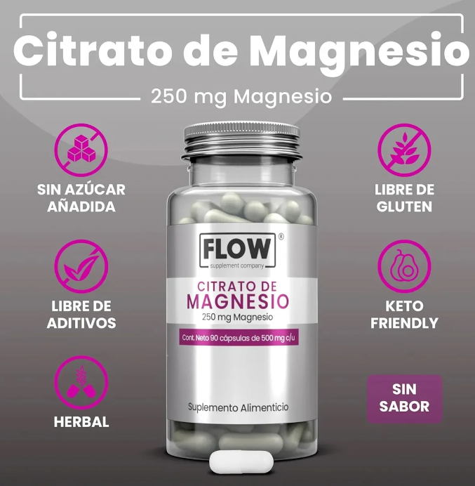 Flow - Citrato De Magnesio - 90 Capsulas - Sin sabor