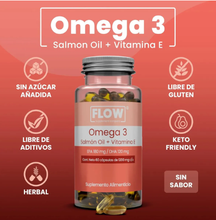 Omega 3, Salmón Oil, Vitamina E 60 Capsulas Flow 90 caps