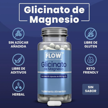 Glicinato De Magnesio 90 Cápsulas De 500 Mg Flow