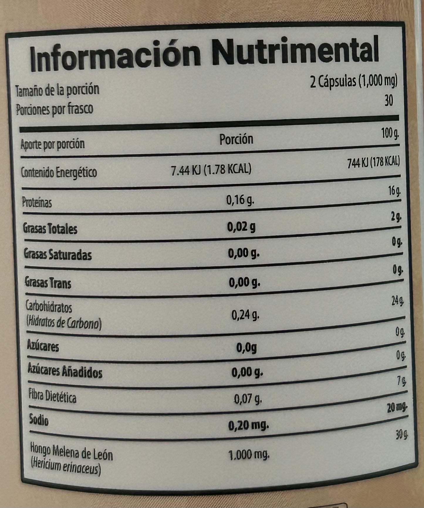 Hongo Melena de Leon 500 mg 60 caps Adaptogeno PREMIUM