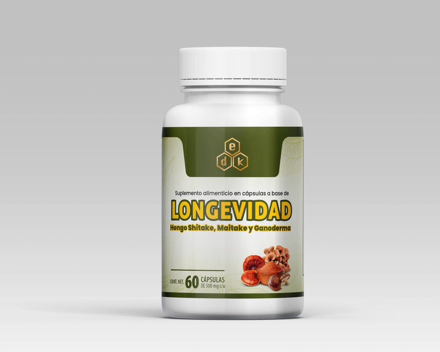 Hongo SHITAKE, MAITAKE, GANODERMA 500 mg 60 caps Adaptogeno PREMIUM