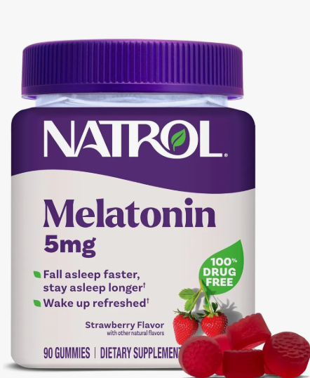 Natrol Melatonina 5 mg – 90 gomitas sabor fresa, sin gluten ni OMG, sin gelatina ni colorantes artificiales, fórmula vegetariana y sin fármacos