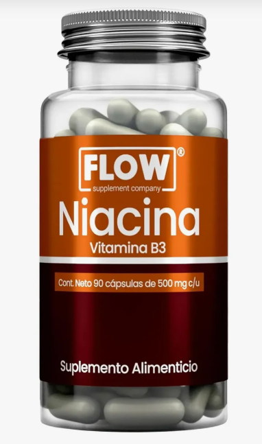 Niacina Vitamina B3 90 Cápsulas De 500 Mg Flow