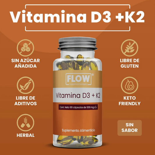 VITAMINA D3 + VITAMINA K2 + ACEITE DE OLIVA + EXTRACTO DE BAYA DE SAUCO / 90 CÁPSULAS DE 500 MG C/U