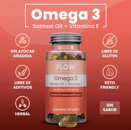 Omega 3, Salmón Oil, Vitamina E 60 Capsulas Flow 90 caps