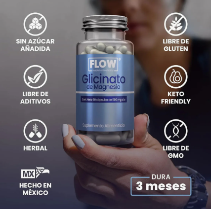 Glicinato De Magnesio 90 Cápsulas De 500 Mg Flow